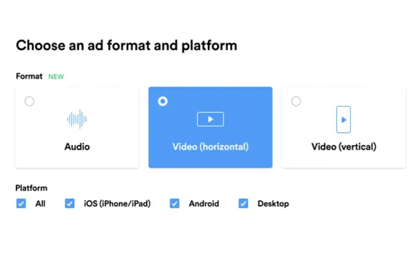 Spotify Ads Manager includes video ad formats since 2020