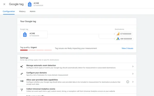 Tag Diagnostics tool