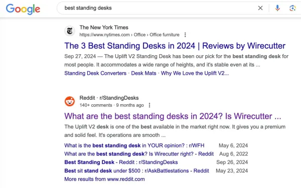 Best standing desks search results