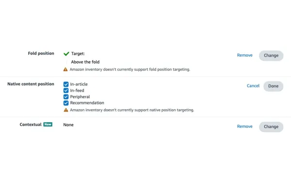 Amazon DSP fold position controls