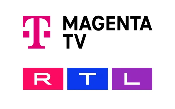 Magenta TV and RTL logos show streaming partnership brands, combining telecom and media in Germany