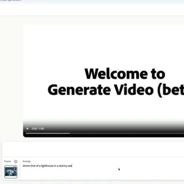 Adobe Firefly's Generate Video debuts with stormy lighthouse demo, showcasing AI-powered video creation tools