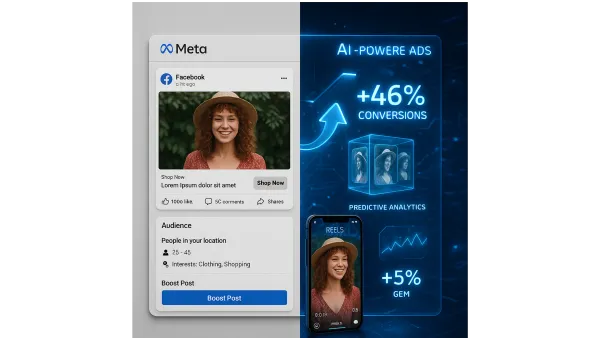Meta's AI revolution: Traditional ads vs futuristic AI tools showing 46% conversion boost with GEM technology