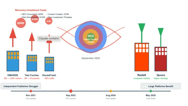 Google algorithm update devastates independent publishers: $200K recovery costs, 95% traffic drops