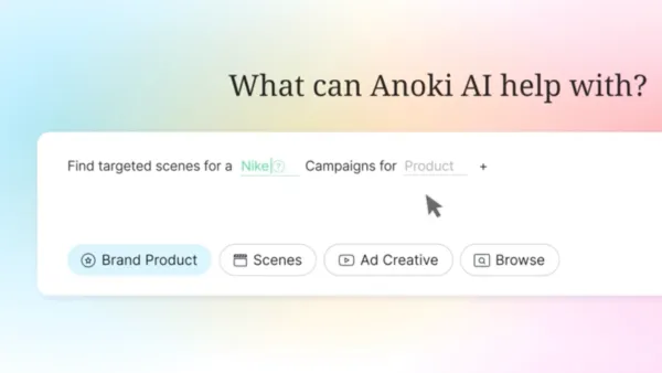Anoki AI interface showing scene-level targeting options for CTV campaigns with Nike brand example