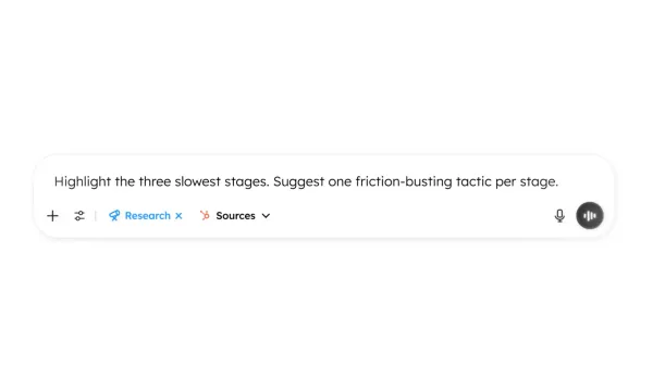 HubSpot ChatGPT CRM integration interface showing research capabilities for customer data analysis