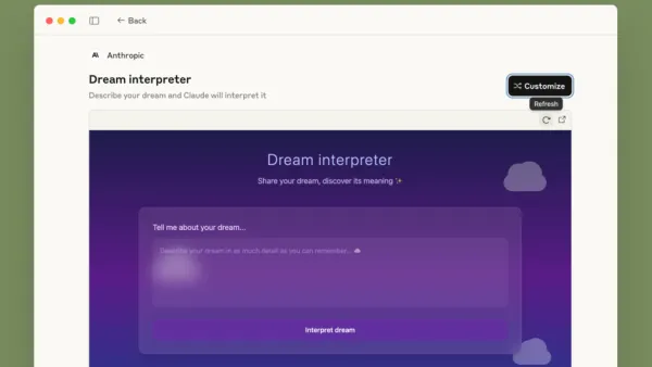 AI-powered dream interpreter app built with Claude Artifacts - no coding required, shareable instantly