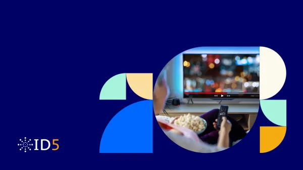 ID5 logo with 2025 design and CTV streaming image showing connected TV advertising technology partnership