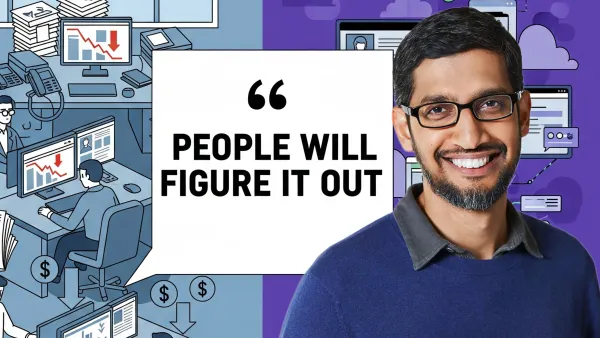 Google CEO Sundar Pichai amid declining publisher traffic and AI marketplace transformation concerns