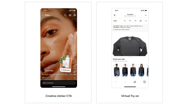 Meta's new Creative Sticker CTA and Virtual Try-on features showcase AI-powered advertising innovations.