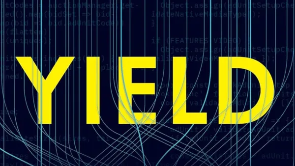 Book cover image showing "YIELD" title in bold yellow letters against dark digital background with data streams