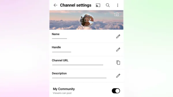 YouTube creator enables My Community feature in channel settings to allow viewer posts and engagement.