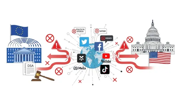 EU's Digital Services Act creates global censorship chain from Brussels to US social media platforms.