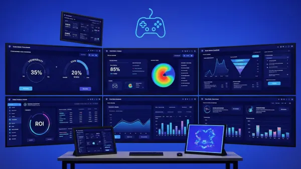 Gaming measurement dashboard displays viewability, ROI & attention metrics for digital advertising analytics.
