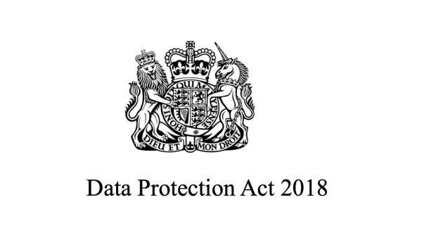 Data Protection Act 2018 coat of arms showing UK government's legislative framework for privacy laws