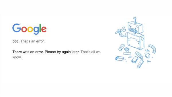 Google Analytics 500 error page displayed during July 17, 2025