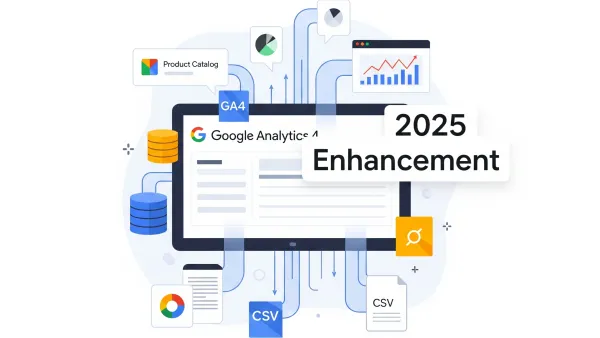Enhanced Google Analytics data import with custom dimensions support streamlines product catalog integration.