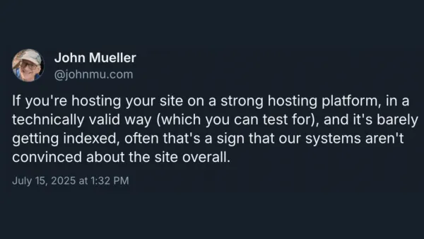 Google's John Mueller explains indexing issues on Bluesky, July 15, 2025 - quality over technical factors