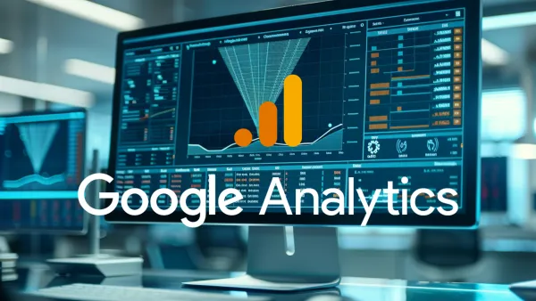 Google Analytics dashboard displaying lead generation reports and conversion funnel data visualization charts