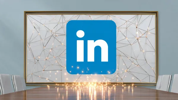 LinkedIn CTV integration displayed on boardroom screen with network connections for B2B advertising expansion