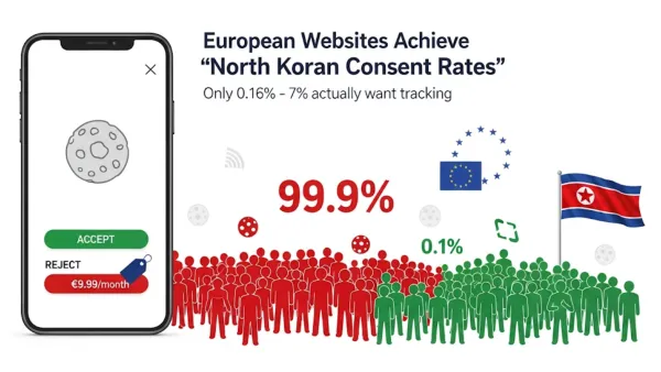 European websites achieve 99.9% tracking consent through pay-or-okay models despite only 0.16%-7% user preference