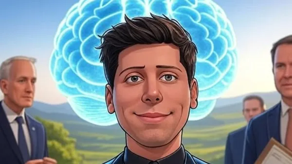 Sam Altman with AI brain halo - OpenAI CEO's manipulative empire exposed in new book
