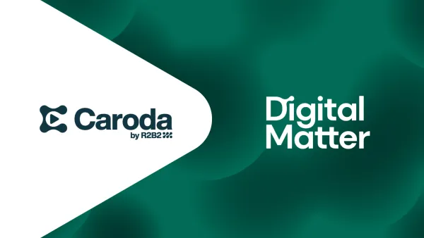 Caroda and Digital Matter logos representing Baltic video advertising technology partnership for publisher monetization.
