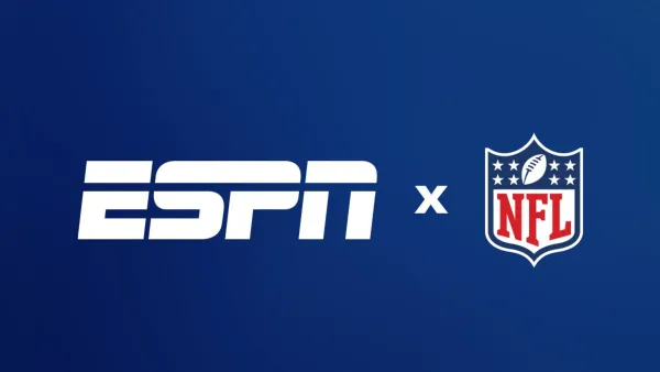 ESPN and NFL logos announce historic partnership deal for Network acquisition and streaming integration.