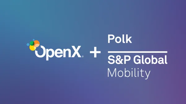 OpenX and S&P Global Mobility's Polk partnership logo showcasing automotive data integration for SSP.