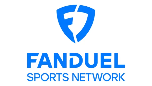 FanDuel Sports Network logo featuring blue shield and text branding for streaming sports platform advertising growth story.