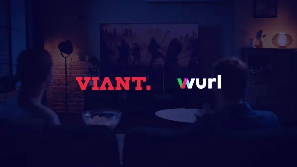 Viant and Wurl logos displayed on smart TV screen showcasing Connected TV advertising partnership
