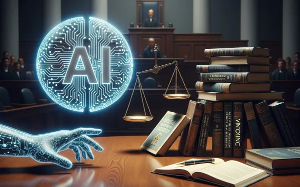 AI copyright settlement: Digital brain reaches for legal books as justice scales weigh tech vs authors' rights.