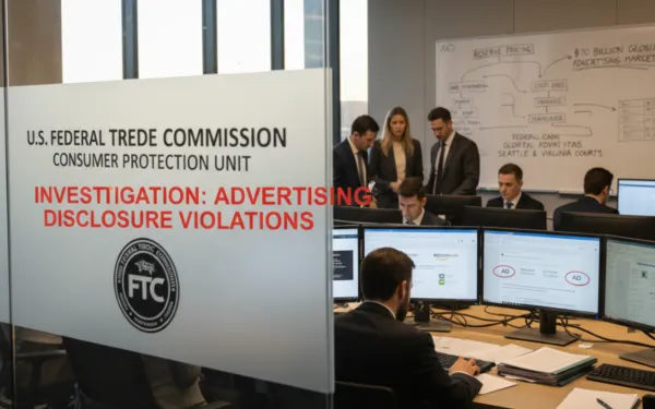 FTC Consumer Protection Unit investigating advertising disclosure violations. AI-generated image.