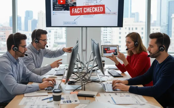 Team analyzing fact-checking policies amid YouTube censorship policy changes