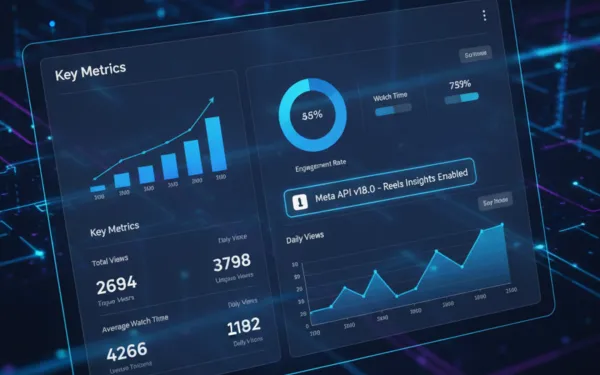 Tubular Labs Instagram Reels analytics dashboard showing Meta API v18.0 view metrics (AI generated)