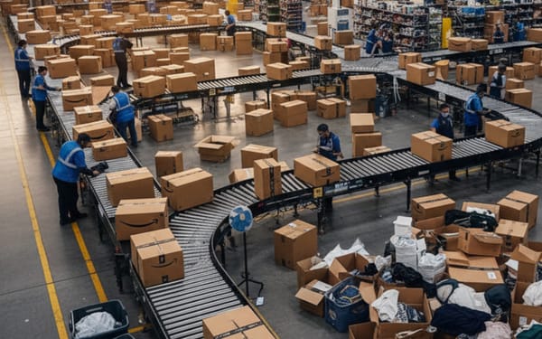 Amazon fulfillment center processing holiday returns with extended January deadline