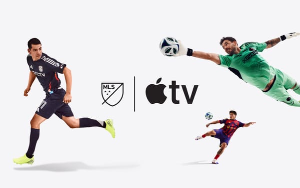 Major League Soccer and Apple TV logos with players announcing 2026 streaming partnership integration