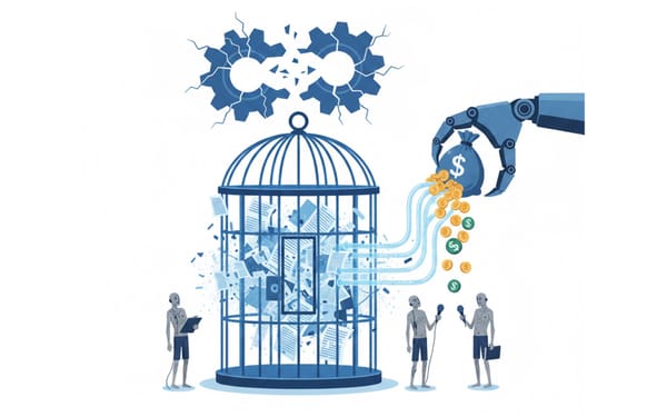 AI platforms extract publisher revenue while trapping information access, threatening democratic discourse.