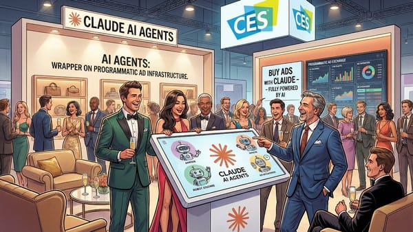 CES booth showing Claude AI agents wrapper for programmatic advertising infrastructure