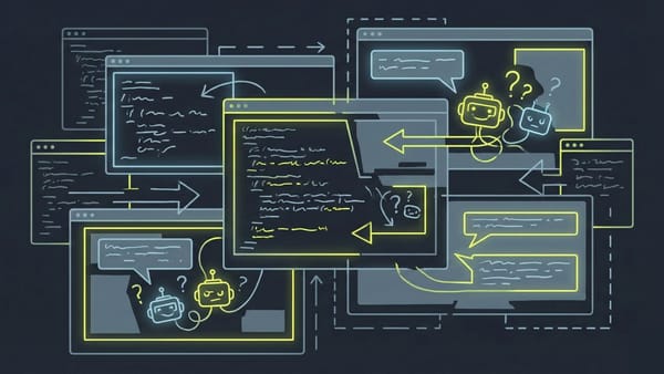 AI-generated content detection challenges illustrated with bot icons and browser windows