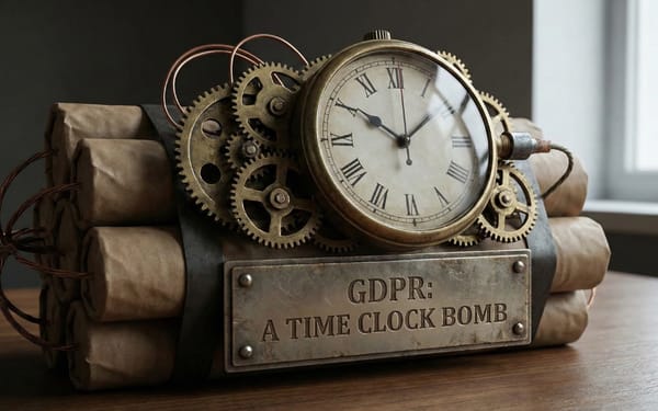 Visual metaphor of GDPR as a ticking time bomb for EU innovation and venture investment.