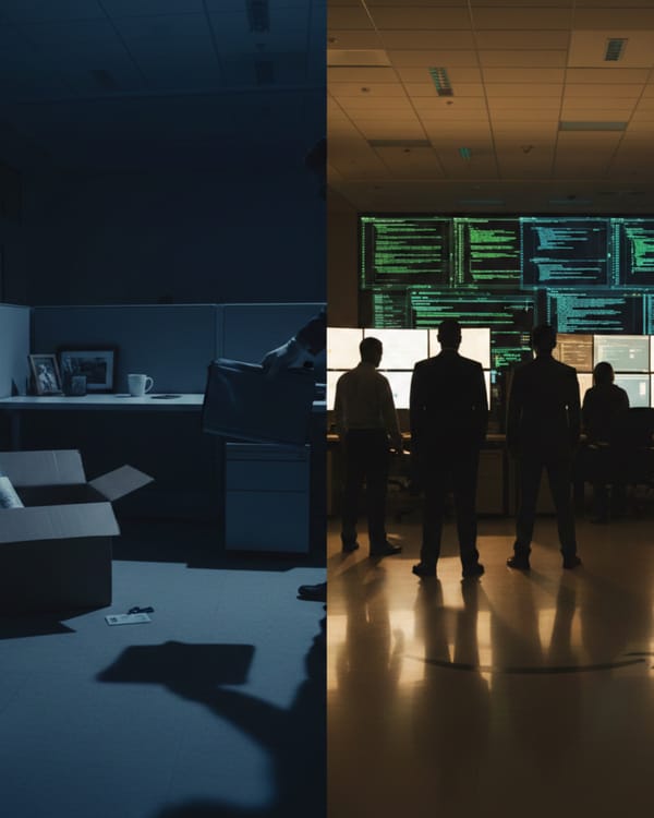 Amazon corporate layoffs contrast empty desks with active tech workers amid H-1B visa controversy