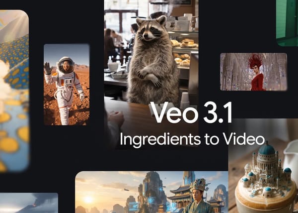 YouTube Veo 3.1 creates videos from three images: astronaut, raccoon, character examples shown