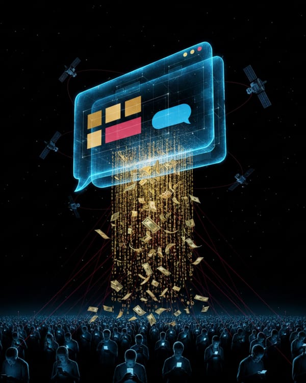 AI chatbot advertising monetization with surveillance satellites tracking user data and behavior