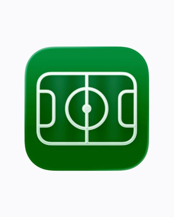 Apple Sports app icon showing sports field design on green background for golf coverage
