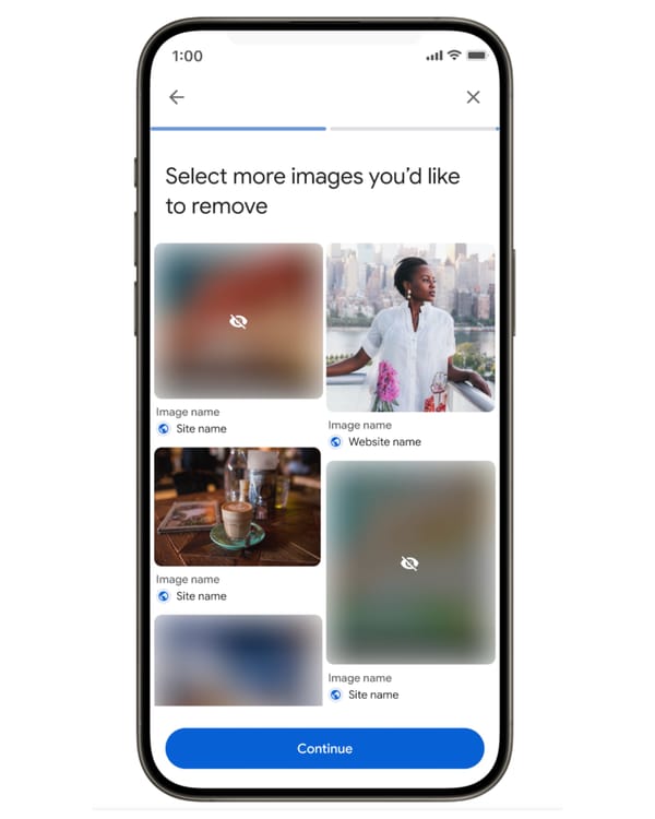 Google Search image removal interface showing batch selection for non-consensual content requests