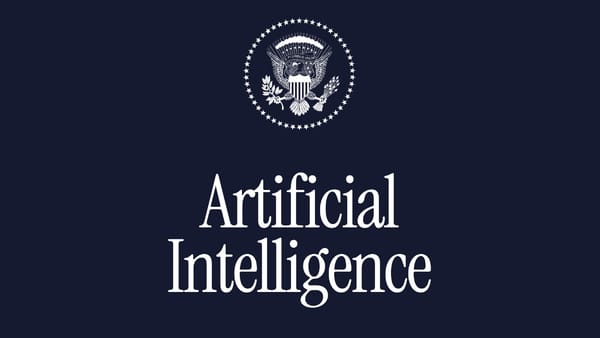 White House presidential seal above "Artificial Intelligence" text on navy background.