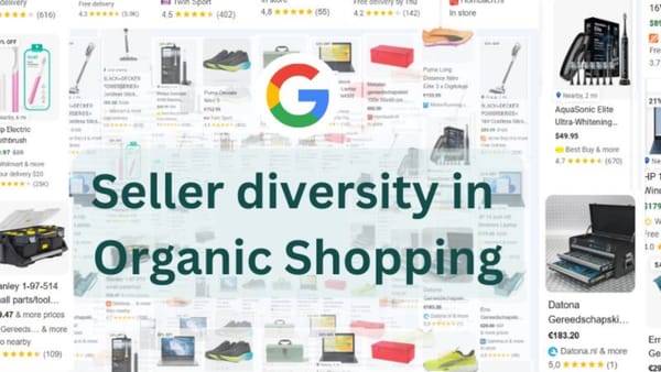 Google Shopping product carousels showing seller diversity across multiple product categories.