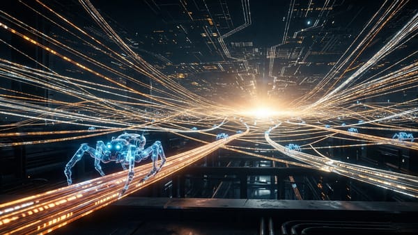 AI agents navigate Google's web crawling infrastructure across data streams.