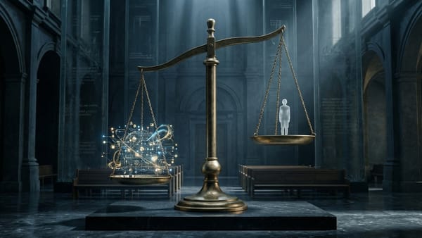 Scales of justice weighing data flows against human rights in EU legitimate interest law.